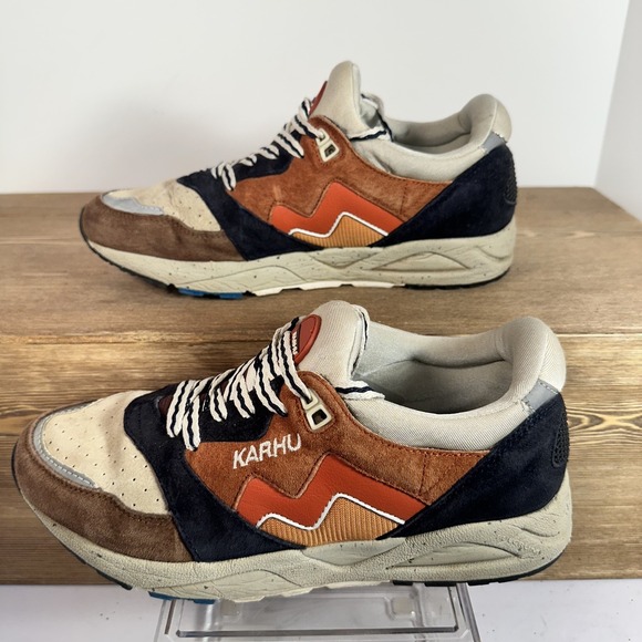 Karhu Aria Night Sky Burnt Ochre Sneakers Mens SZ 5 Suede Leather Retro F803047 - Picture 2 of 12